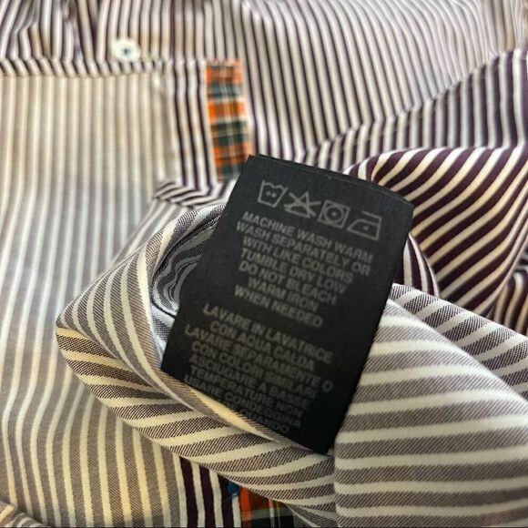 Robert Graham X Large Purple and White Striped LS Shirt100% Cotton - Picture 4 of 8